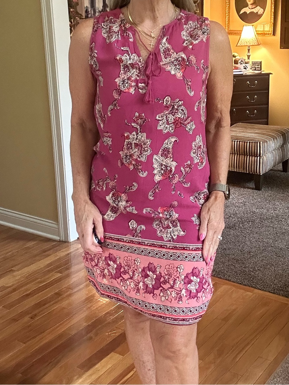 beachlunchlounge Pink Floral Sleeveless Mini Dress